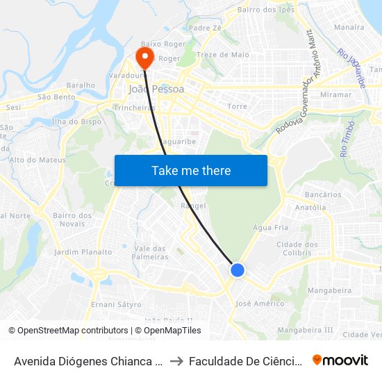 Avenida Diógenes Chianca - Garagem Da Transnacional to Faculdade De Ciências Médicas Da Paraíba map