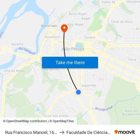 Rua Francisco Manoel, 160 | Policlínica Jaguaribe to Faculdade De Ciências Médicas Da Paraíba map