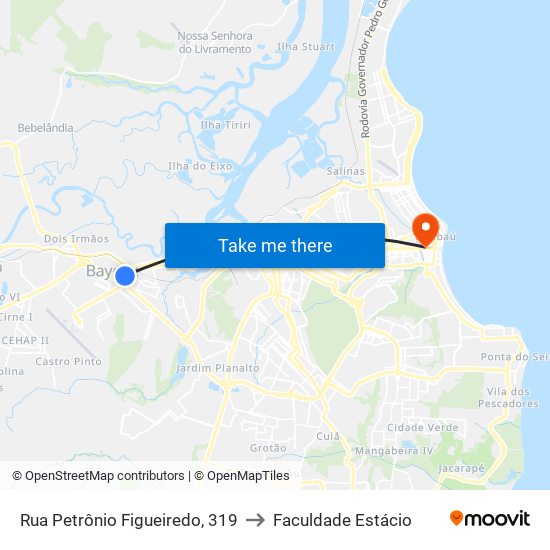 Rua Petrônio Figueiredo, 319 to Faculdade Estácio map