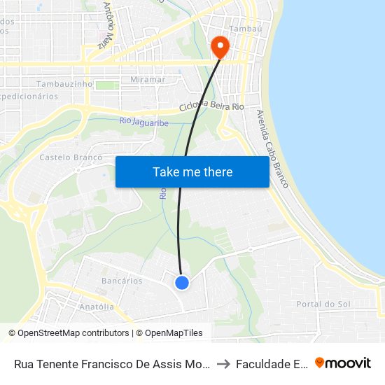 Rua Tenente Francisco De Assis Moreira, 280-336 to Faculdade Estácio map