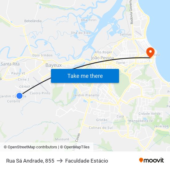 Rua Sá Andrade, 855 to Faculdade Estácio map