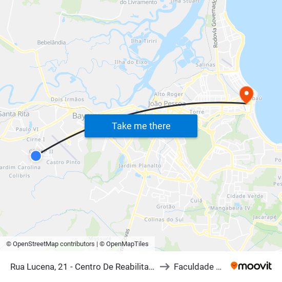 Rua Lucena, 21 - Centro De Reabilitação / Upa Tibiri to Faculdade Estácio map