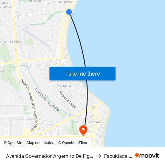 Avenida Governador Argemiro De Figueiredo 1386-1564 to Faculdade Estácio map