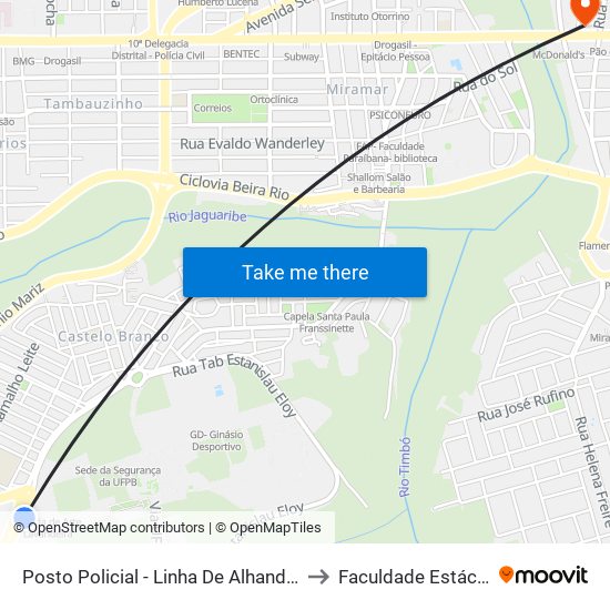 Posto Policial - Linha De Alhandra to Faculdade Estácio map