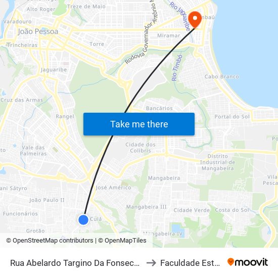 Rua Abelardo Targino Da Fonseca, 783 to Faculdade Estácio map