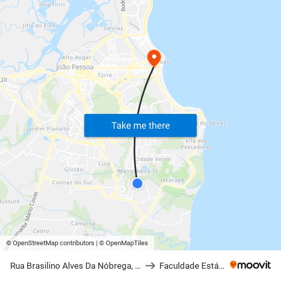 Rua Brasilino Alves Da Nóbrega, 274 to Faculdade Estácio map