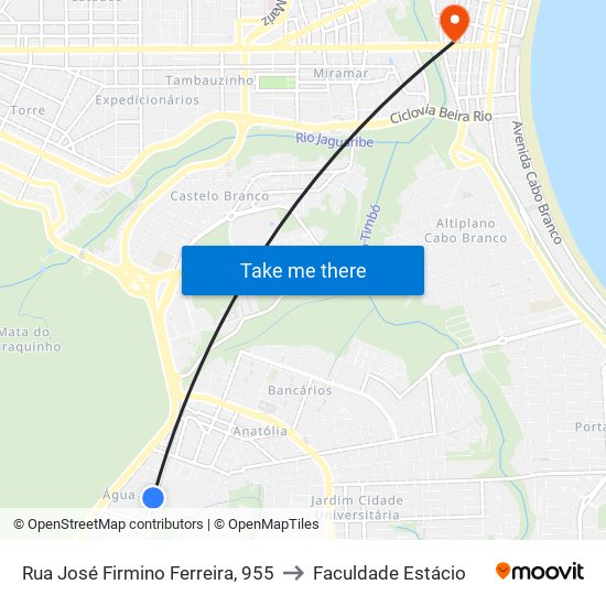 Rua José Firmino Ferreira, 955 to Faculdade Estácio map