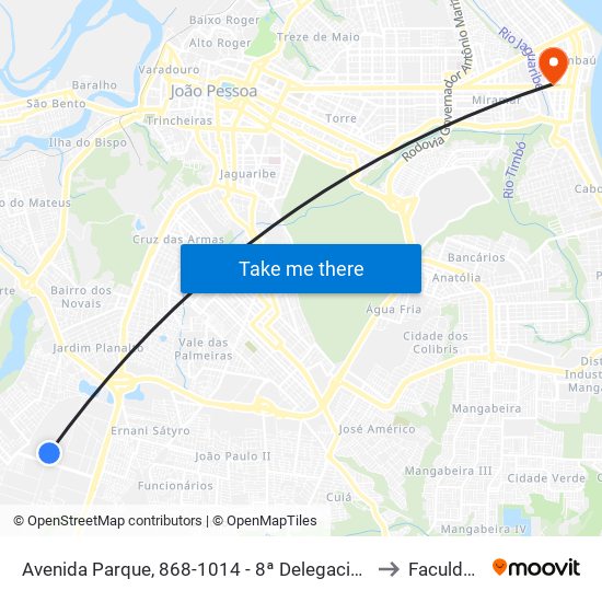 Avenida Parque, 868-1014 - 8ª Delegacia Distrital - Distrito Industrial (Sentido Centro) to Faculdade Estácio map