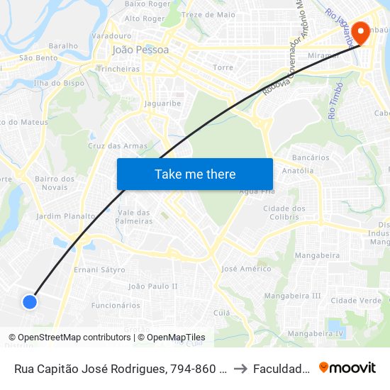 Rua Capitão José Rodrigues, 794-860 - Elizabeth (Sentido Centro) to Faculdade Estácio map