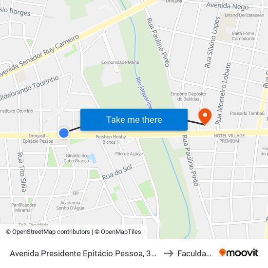 Avenida Presidente Epitácio Pessoa, 3883 | Controladoria Geral Da União to Faculdade Estácio map