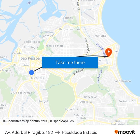 Av. Aderbal Piragibe, 182 to Faculdade Estácio map