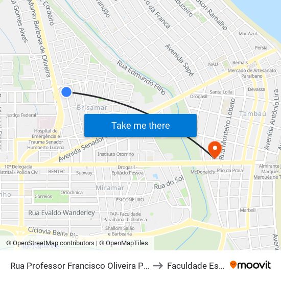 Rua Professor Francisco Oliveira Pôrto, 538 to Faculdade Estácio map