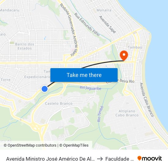 Avenida Ministro José Américo De Almeida, 2225-2337 to Faculdade Estácio map