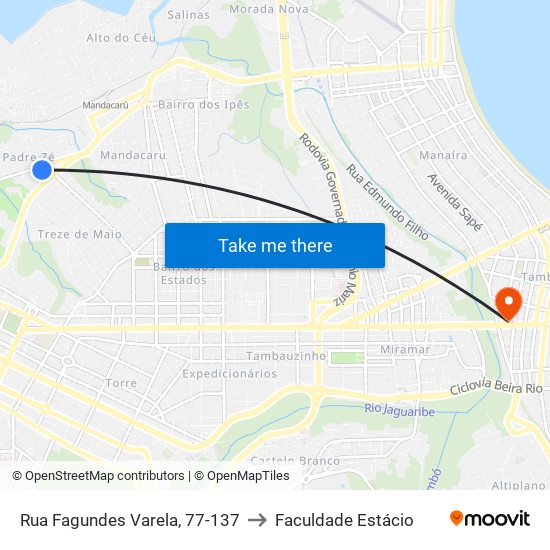 Rua Fagundes Varela, 77-137 to Faculdade Estácio map