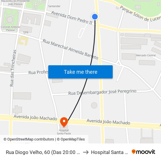 Rua Diogo Velho, 60 (Das 20:00 À 00:00) to Hospital Santa Paula map