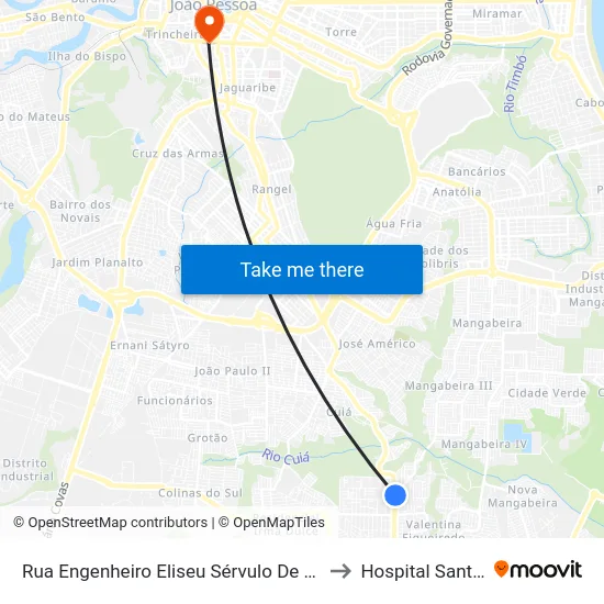 Rua Engenheiro Eliseu Sérvulo De Farias Luna, 181 to Hospital Santa Paula map