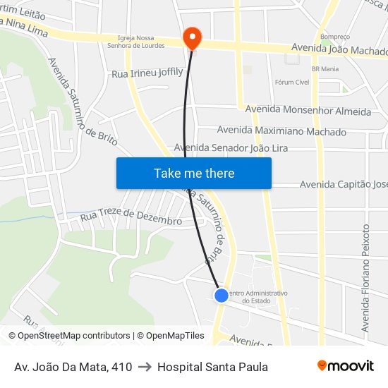 Av. João Da Mata, 410 to Hospital Santa Paula map