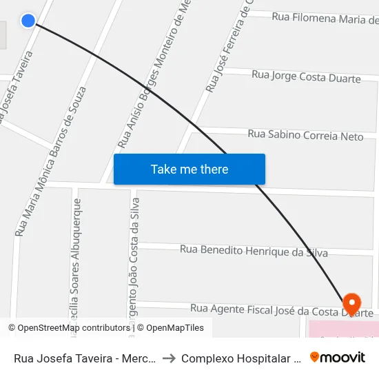 Rua Josefa Taveira - Mercado Público De Mangabeira to Complexo Hospitalar Mangabeira - Trauminha map