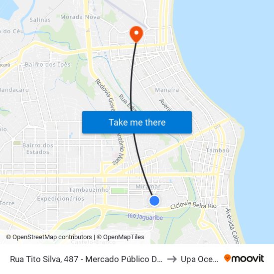 Rua Tito Silva, 487 - Mercado Público De Miramar to Upa Oceania map
