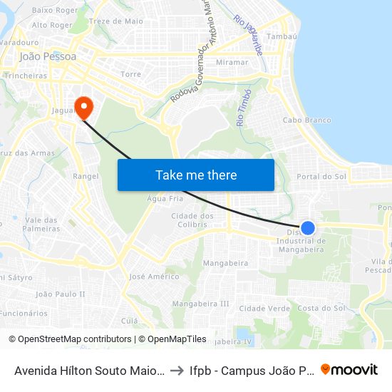 Avenida Hílton Souto Maior, 5230 to Ifpb - Campus João Pessoa map