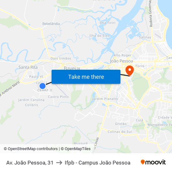 Av. João Pessoa, 31 to Ifpb - Campus João Pessoa map