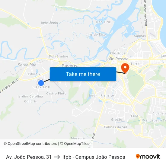 Av. João Pessoa, 31 to Ifpb - Campus João Pessoa map