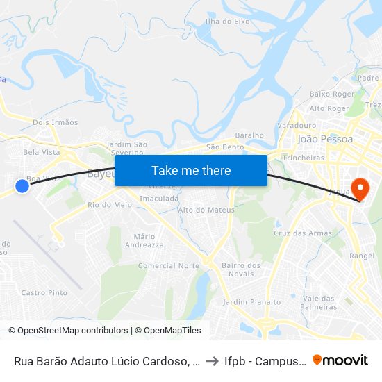 Rua Barão Adauto Lúcio Cardoso, S/N - Passarela Várzea Nova to Ifpb - Campus João Pessoa map