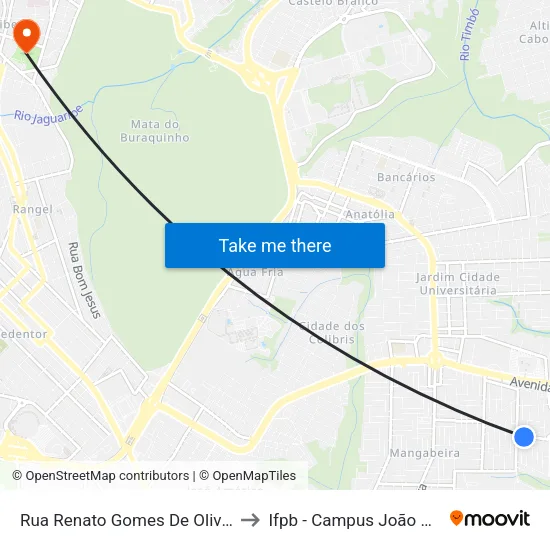 Rua Renato Gomes De Oliveira, 58 to Ifpb - Campus João Pessoa map