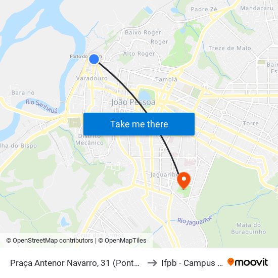 Praça Antenor Navarro, 31 (Ponto Noturno - Das 22h Às 4h) to Ifpb - Campus João Pessoa map