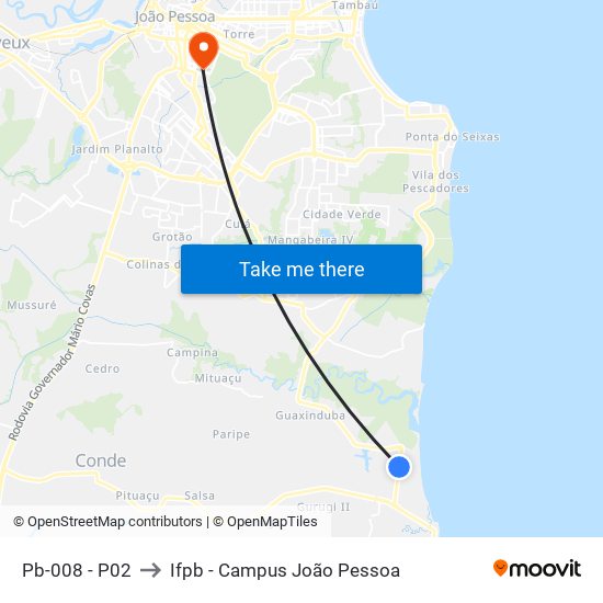 Pb-008 - P02 to Ifpb - Campus João Pessoa map