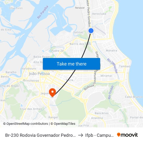 Br-230 Rodovia Governador Pedro Gondim, Km 14,5 Leste | Kikaza to Ifpb - Campus João Pessoa map
