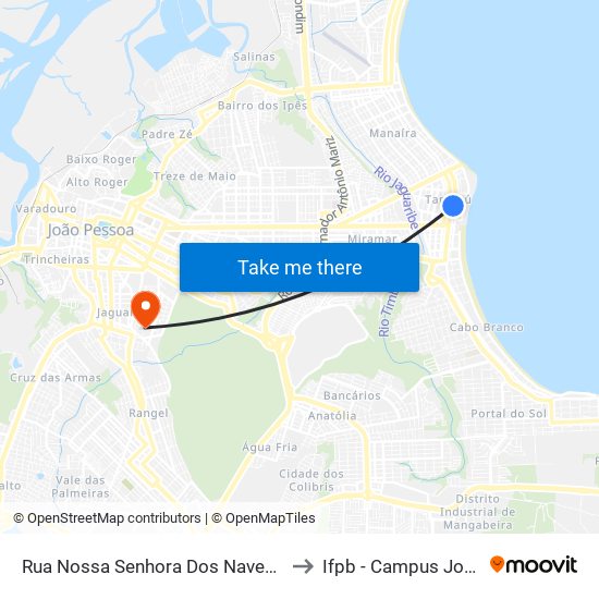 Rua Nossa Senhora Dos Navegantes, 239-463 to Ifpb - Campus João Pessoa map