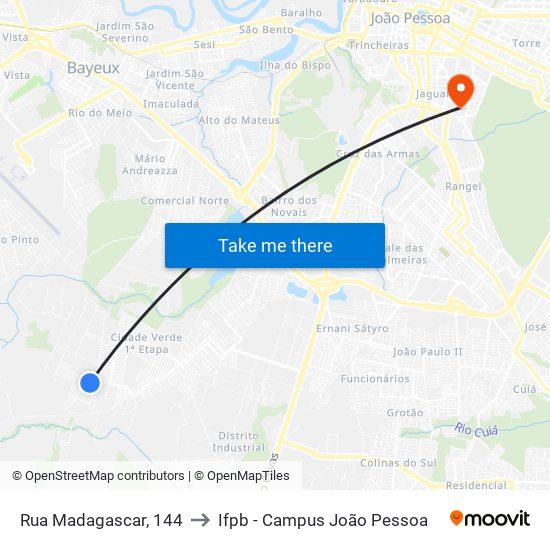 Rua Madagascar, 144 to Ifpb - Campus João Pessoa map
