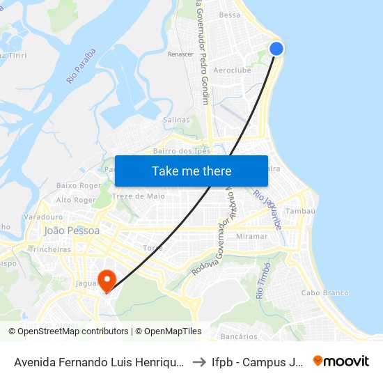 Avenida Fernando Luis Henrique Dos Santos, 2445 to Ifpb - Campus João Pessoa map