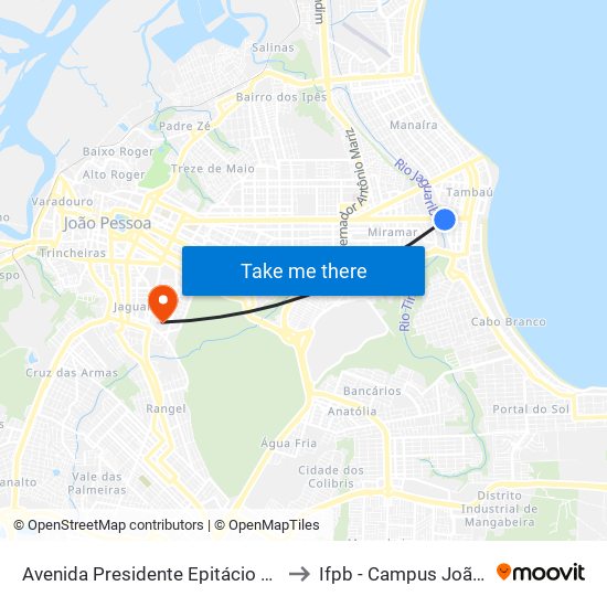 Avenida Presidente Epitácio Pessoa, 4610 to Ifpb - Campus João Pessoa map