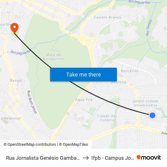Rua Jornalista Genésio Gambarra Filho, 537-611 to Ifpb - Campus João Pessoa map