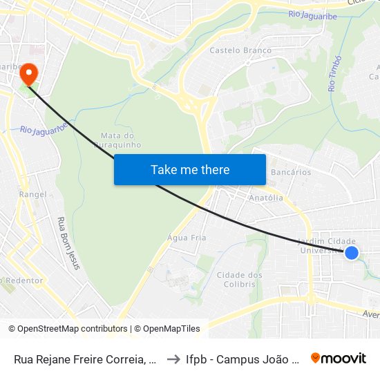Rua Rejane Freire Correia, 429-575 to Ifpb - Campus João Pessoa map