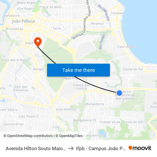 Avenida Hílton Souto Maior, 4700 to Ifpb - Campus João Pessoa map