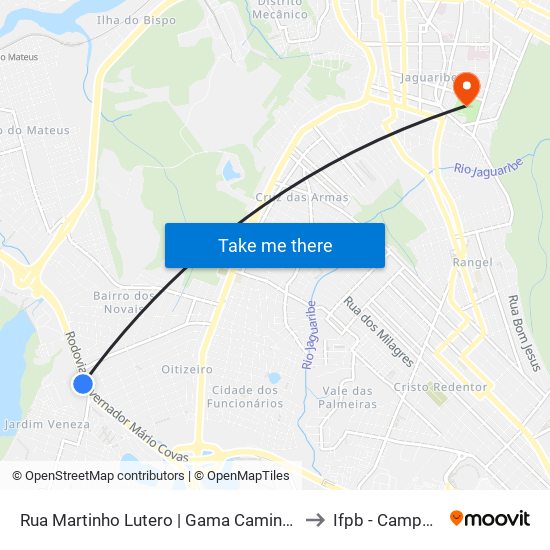 Rua Martinho Lutero | Gama Caminhões (Sentido Bairro Das Industrias) to Ifpb - Campus João Pessoa map