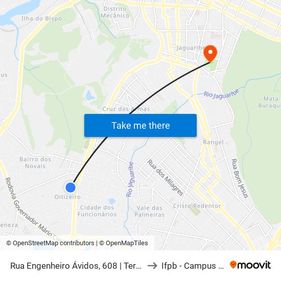 Rua Engenheiro Ávidos, 608 | Terminal Do Jardim Planalto to Ifpb - Campus João Pessoa map