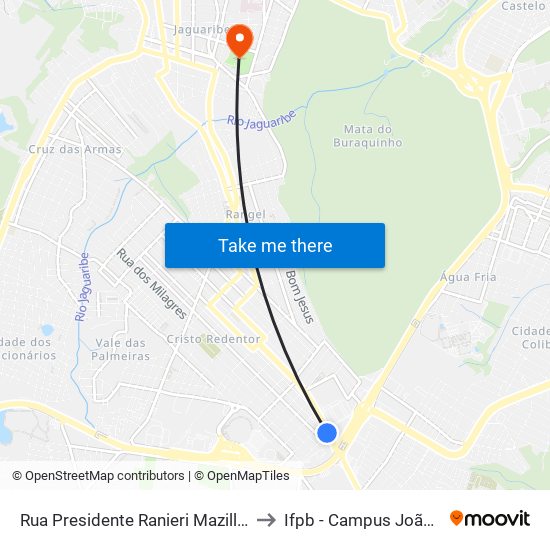 Rua Presidente Ranieri Mazilli, 958-1070 to Ifpb - Campus João Pessoa map