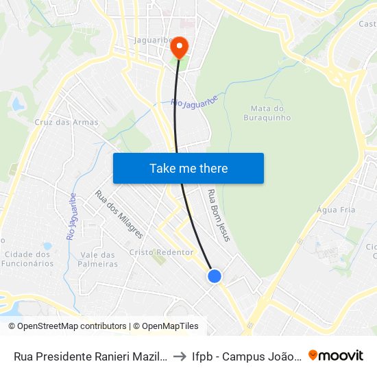 Rua Presidente Ranieri Mazilli, 387-465 to Ifpb - Campus João Pessoa map