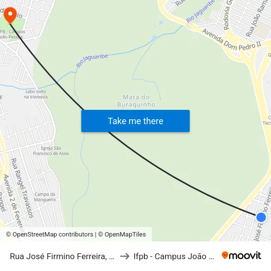 Rua José Firmino Ferreira, 332-498 to Ifpb - Campus João Pessoa map