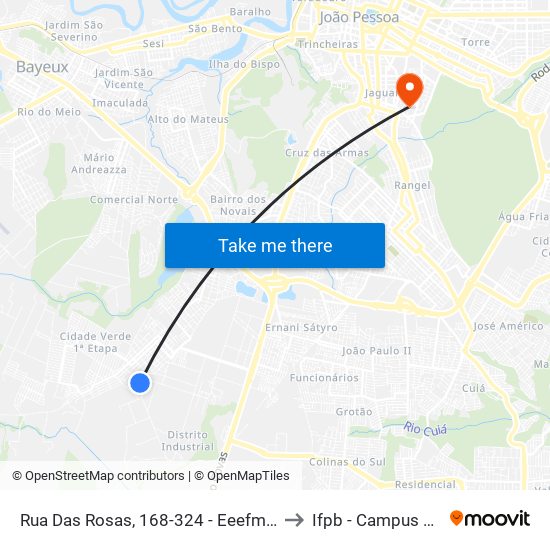 Rua Das Rosas, 168-324 - Eeefm Dom José Maria Pires to Ifpb - Campus João Pessoa map