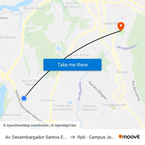 Av. Desembargador Santos Estanislau, 1139 to Ifpb - Campus João Pessoa map