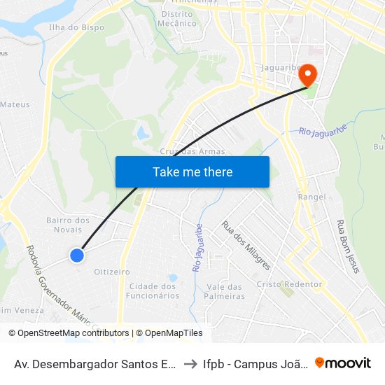 Av. Desembargador Santos Estanislau, 787 to Ifpb - Campus João Pessoa map