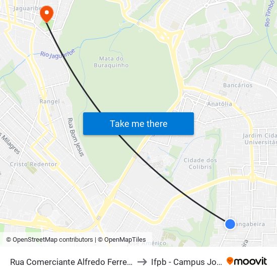Rua Comerciante Alfredo Ferreira Da Rocha, 785 to Ifpb - Campus João Pessoa map