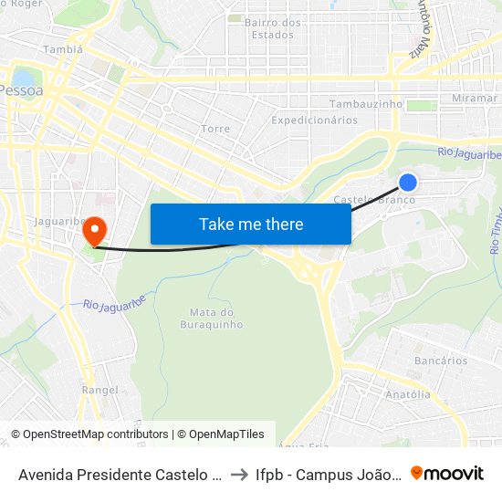 Avenida Presidente Castelo Branco, 83 to Ifpb - Campus João Pessoa map
