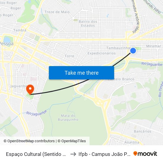 Espaço Cultural (Sentido Centro) to Ifpb - Campus João Pessoa map