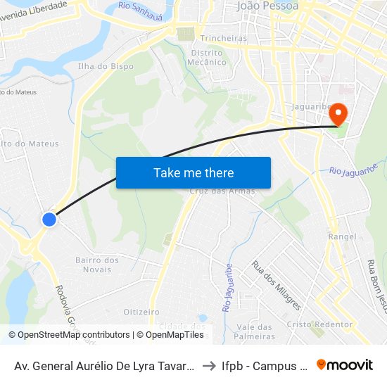 Av. General Aurélio De Lyra Tavares, 3000 | Acesso Oeste to Ifpb - Campus João Pessoa map